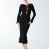 Agathe geribde midi-jurk met lange mouwen Agathe geribde midi-jurk met lange mouwen