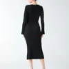 Agathe geribde midi-jurk met lange mouwen Agathe geribde midi-jurk met lange mouwen