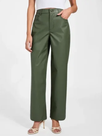 Alix kunstleren rechte broek met hoge taille