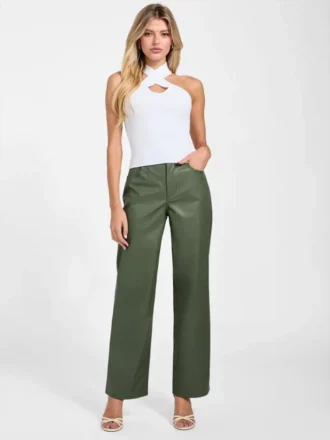 Alix kunstleren rechte broek met hoge taille