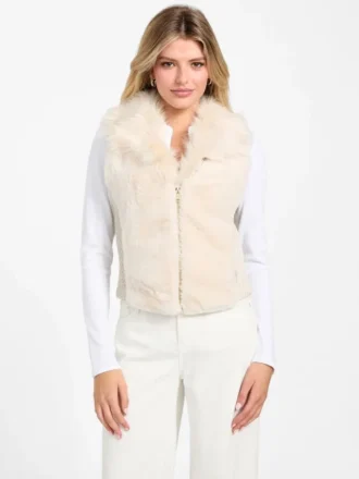 Amari gilet met rits en imitatiebont