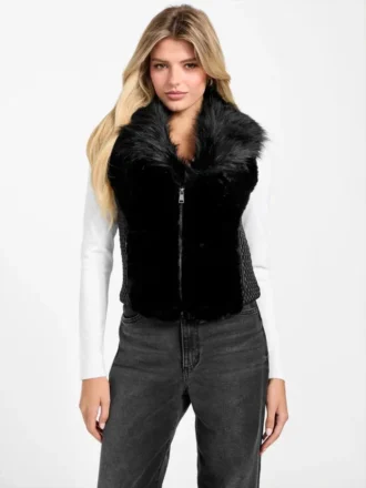 Amari gilet met rits en imitatiebont