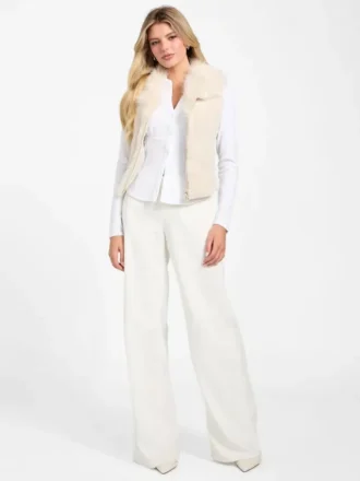 Amari gilet met rits en imitatiebont