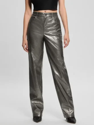 Ambra metallic broek van imitatieleer