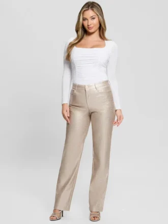 Ambra metallic broek van imitatieleer