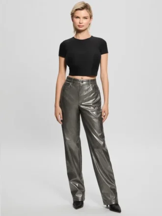 Ambra metallic broek van imitatieleer