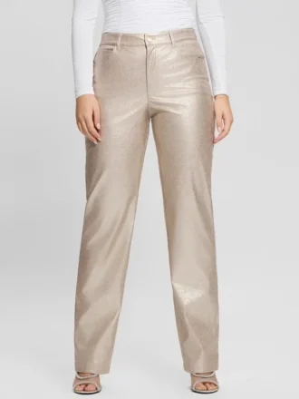 Ambra metallic broek van imitatieleer