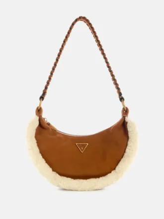 Amita suède en schapenvacht hobo-tas