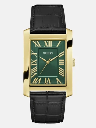 Analoog horloge in goudkleur en smaragdgroen