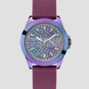 Analoog horloge in iriserend en bordeauxrood