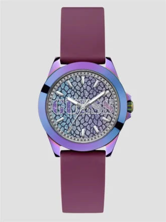 Analoog horloge in iriserend en bordeauxrood