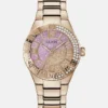 Analoog horloge in roségoudkleur en roze