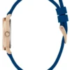 Analoog horloge in roségoudkleurig en blauw