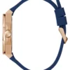 Analoog horloge in roségoudkleurig en blauw