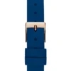 Analoog horloge in roségoudkleurig en blauw