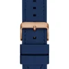 Analoog horloge in roségoudkleurig en blauw