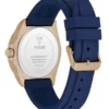 Analoog horloge in roségoudkleurig en blauw siliconen