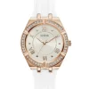 Analoog horloge in roségoudkleurig en wit