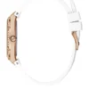 Analoog horloge in roségoudkleurig en wit