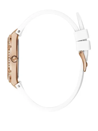Analoog horloge in roségoudkleurig en wit