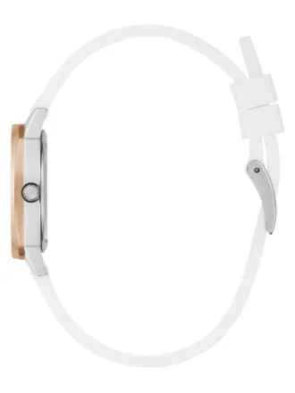 Analoog horloge in roségoudkleurig en wit