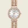 Analoog horloge in roségoudkleurig met strass