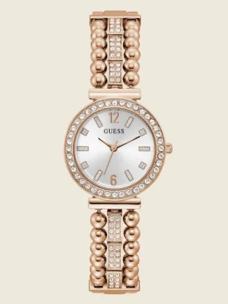 Analoog horloge in roségoudkleurig met strass