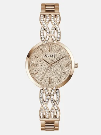 Analoog horloge in roségoudkleurige glans