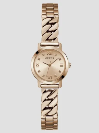 Analoog horloge met gemengde ketting in roségoudkleur