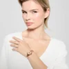 Analoog horloge met gemengde ketting in roségoudkleur