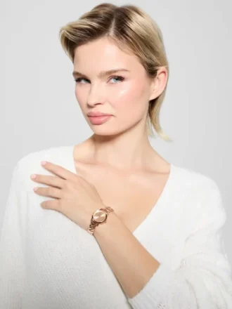 Analoog horloge met gemengde ketting in roségoudkleur