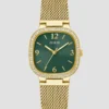 Analoog horloge met goudkleurig en groen gaas