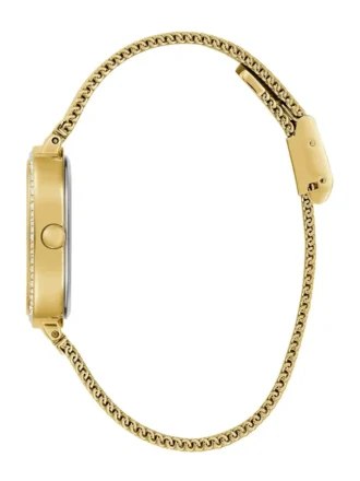 Analoog horloge met goudkleurig en groen gaas
