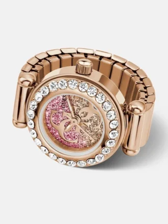 Analoog horloge met kristallen ring