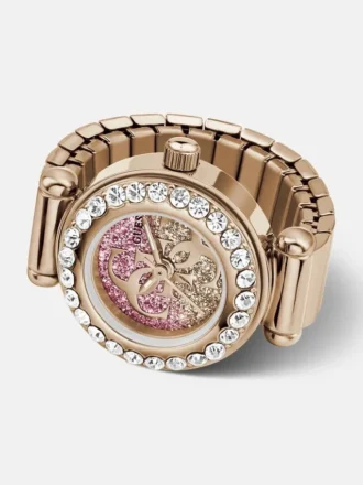Analoog horloge met kristallen ring