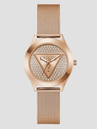 Analoog horloge met logo in roségoudkleur