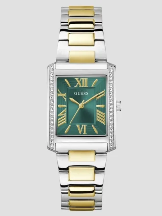 Analoog horloge met vierkante kast in meerdere tinten en kristallen