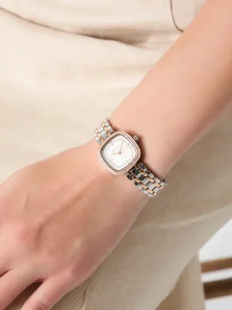 Analoog horloge van gerecycled staal met kristallen