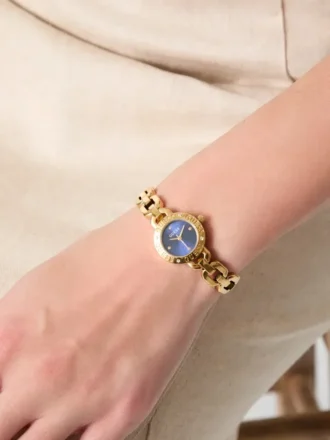 Analoog horloge van gerecycled staal met kristallen
