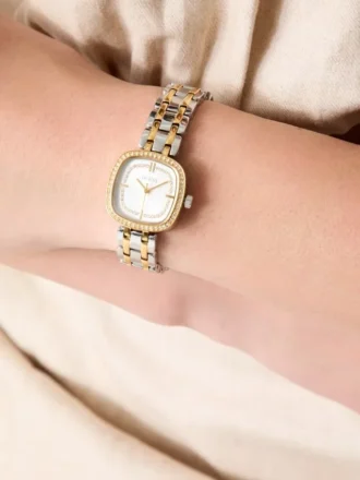 Analoog horloge van gerecycled staal met kristallen