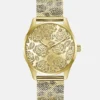 Analoog roestvrijstalen horloge met bloemenmotief 36 mm
