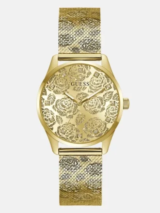Analoog roestvrijstalen horloge met bloemenmotief 36 mm