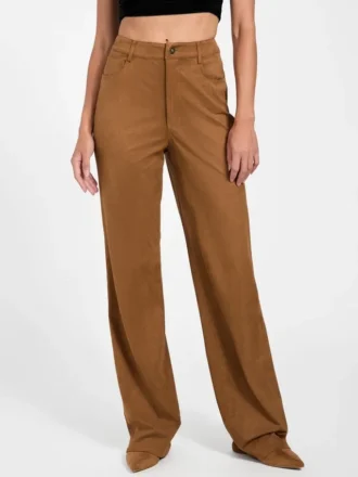 Aria hoge rechte broek van imitatiesuède