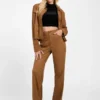 Aria hoge rechte broek van imitatiesuède Aria hoge rechte broek van imitatiesuède