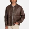 Aviator-jas van imitatieleer met monogram