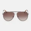 Aviator-zonnebril met gestreepte metalen rand Aviator-zonnebril met gestreepte metalen rand