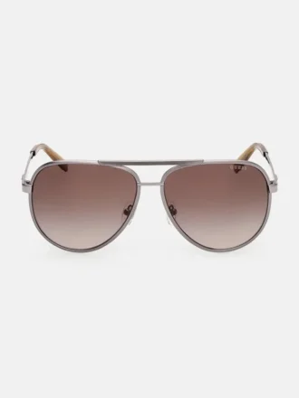 Aviator-zonnebril met gestreepte metalen rand