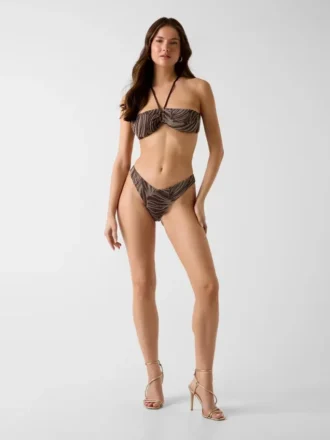 Bandeau-bikinitop met dierenprint