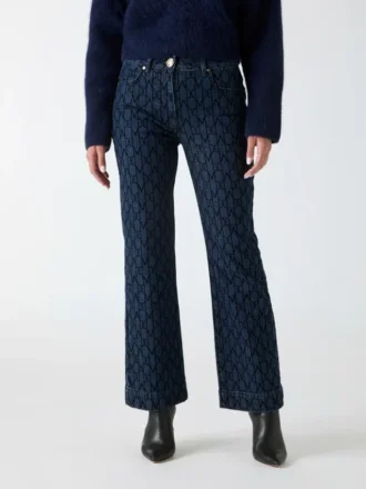 Bea Monogram Print Denim Broek