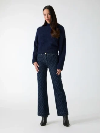 Bea Monogram Print Denim Broek